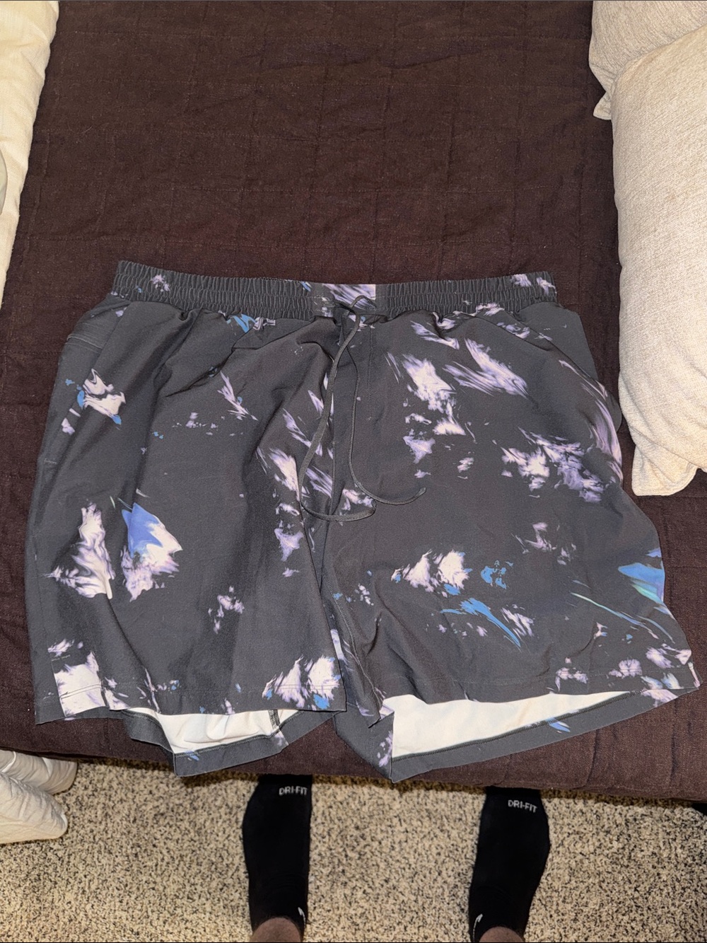 Men's Lululemon Bathing Suit in grey with Purple & Blue Pattern